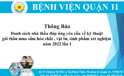 Danh sách nhà thầu đáp ứng yêu cầu về kỹ thuật gói thầu mua sắm hóa chất , vật tư, sinh phẩm xét nghiệm năm 2022 lần 1